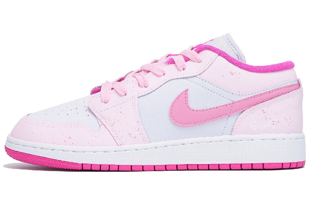 Jordan Air Jordan 1 Slip Resistant And Abrasion Resistant Coverage Low Top Vintage Basketball Shoes Women's Pink White