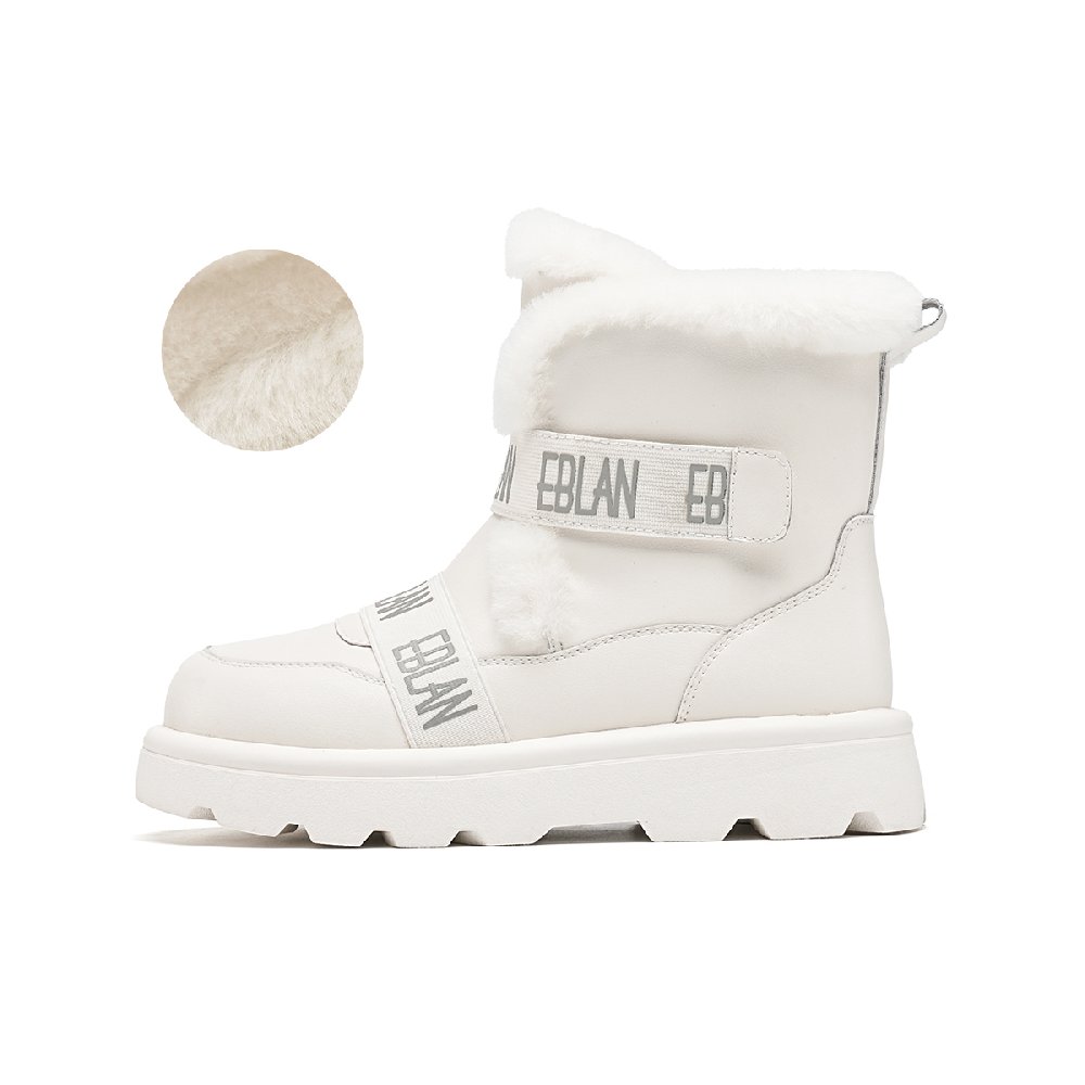 EBLAN Snow Boots Women's Ecru Fleece-Lined