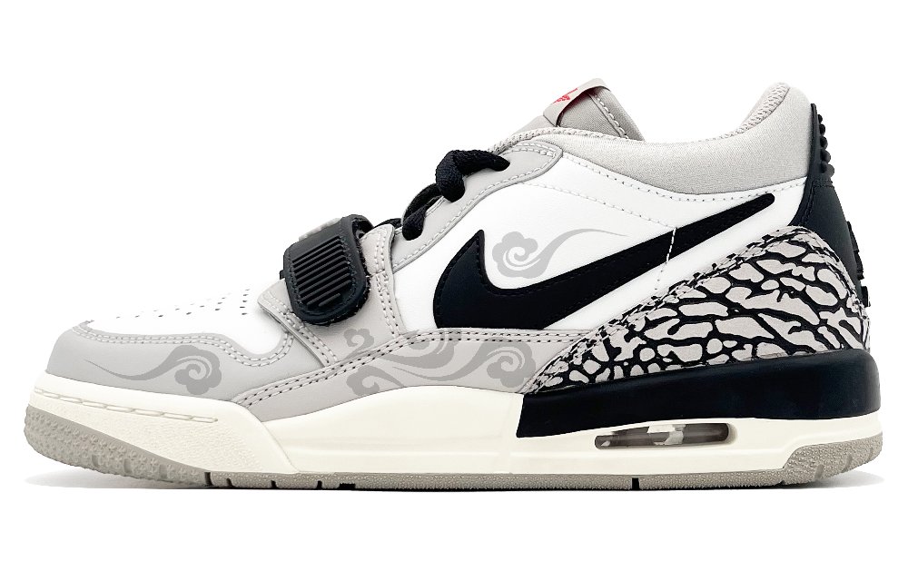Jordan Legacy 312 Cushioning Wear-Resistant Low-Top Vintage Basketball Shoes GS Black White Gray