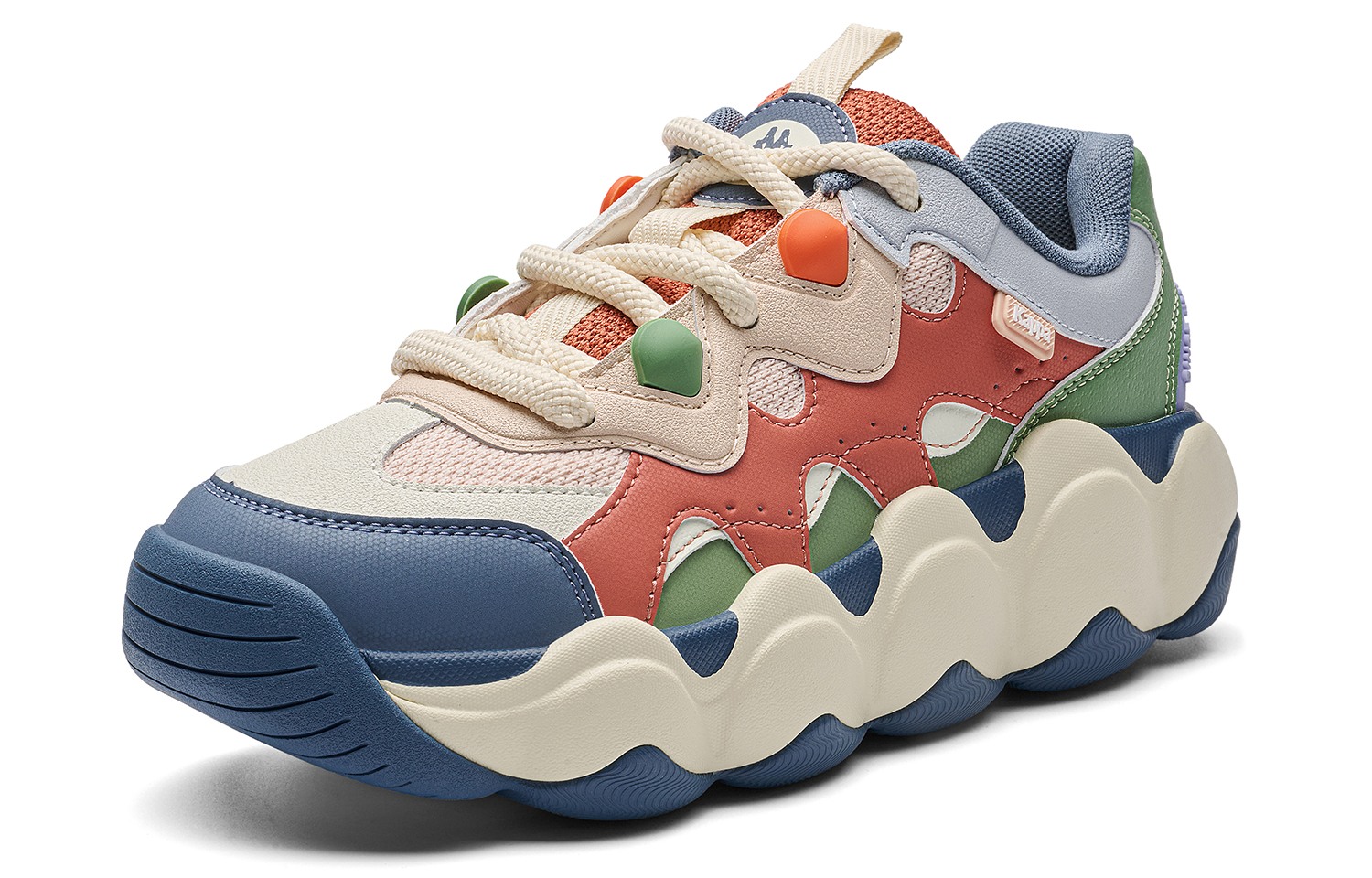 Kappa Anti-Slip Wear-Resistant Low-Top Chunky Sneakers Women's Beige Blue купить в интернет-магазине Yoocart с быстрой доставкой по России.