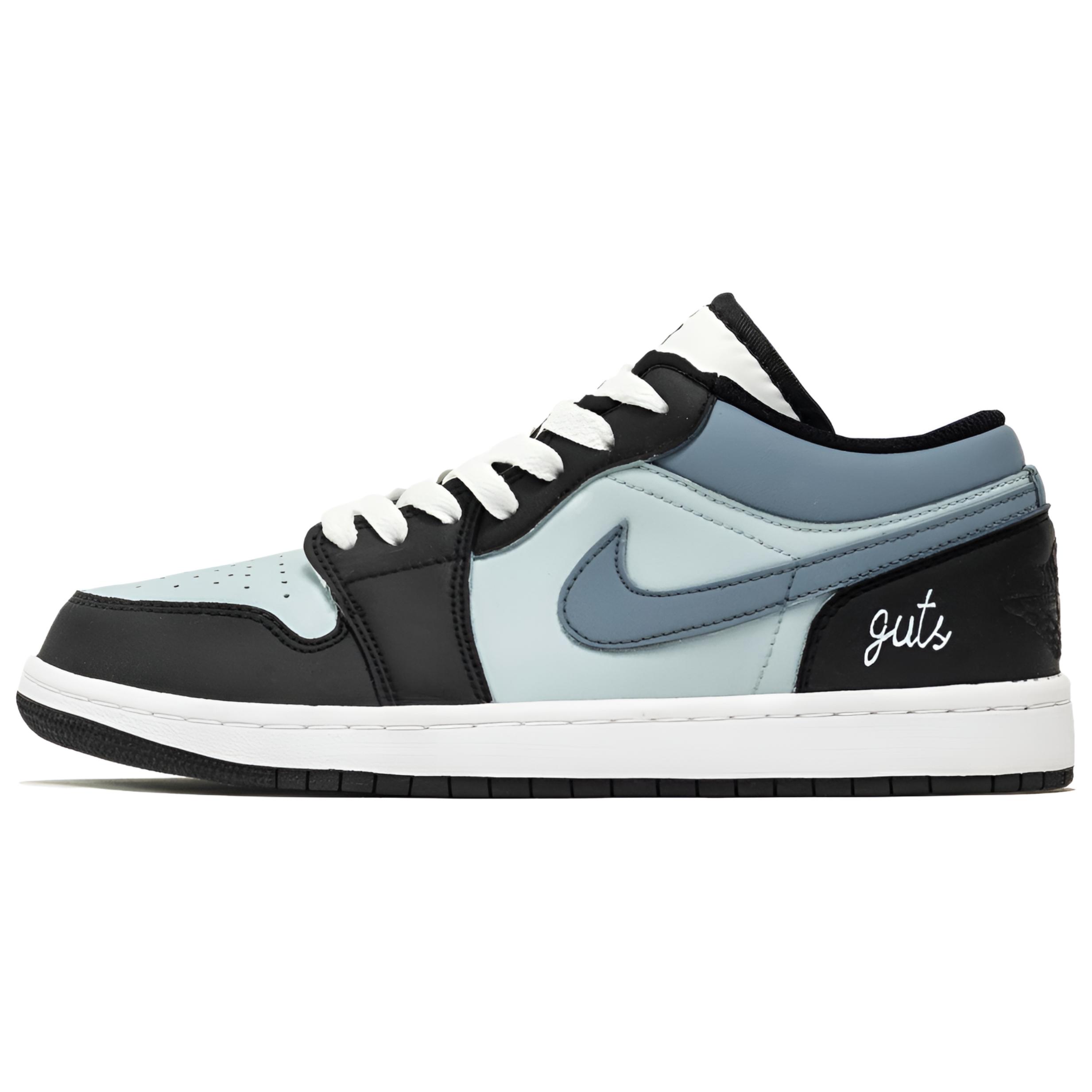 Jordan Air Jordan 1 Slate Blue Cushioning Low top Skateboard Shoes Unisex Black Blue