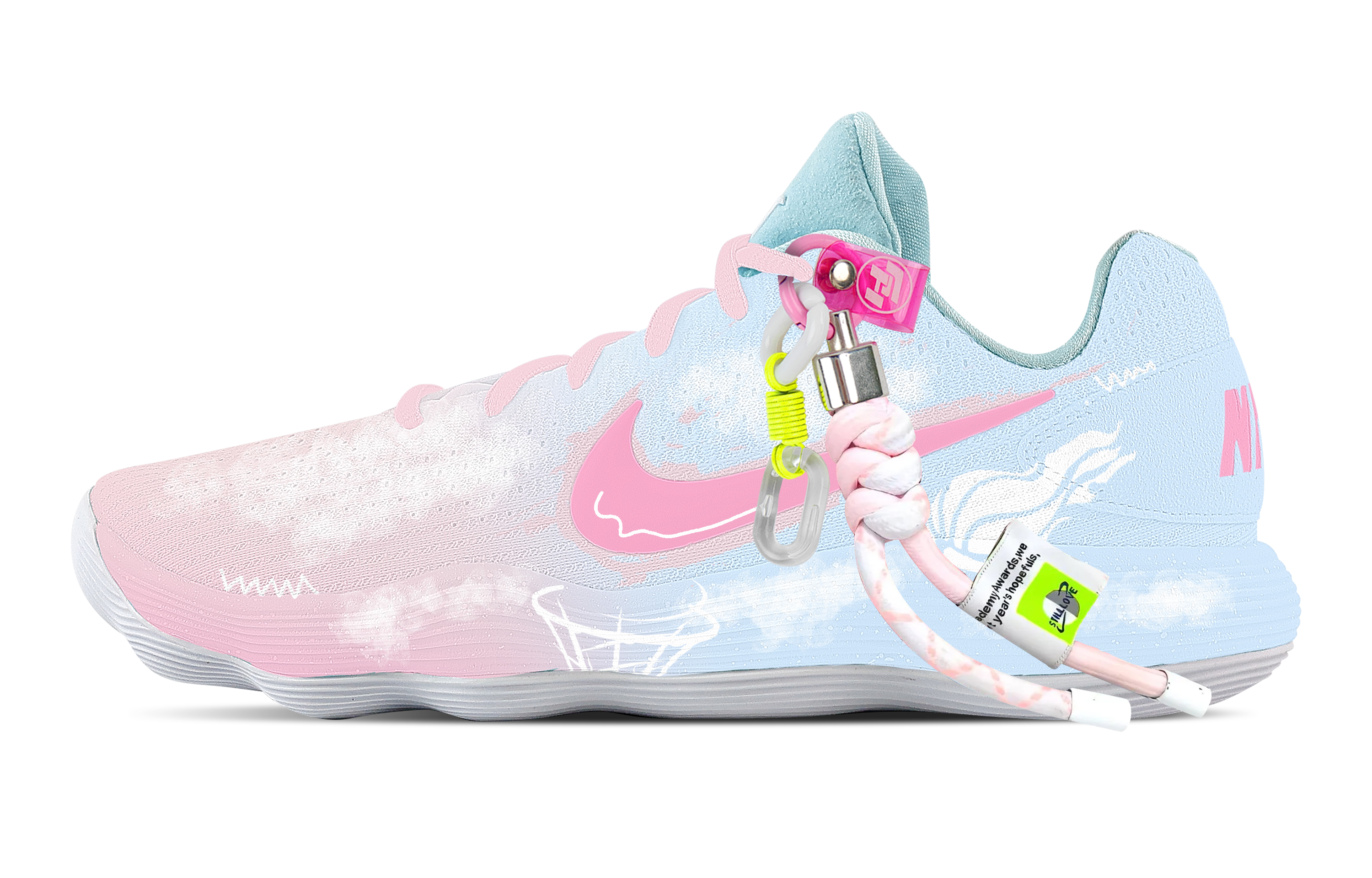 Nike Hyperdunk 2017 Heartbeat Cushioning Coverage Support Low top Basketball Shoes Men's White Pink Blue