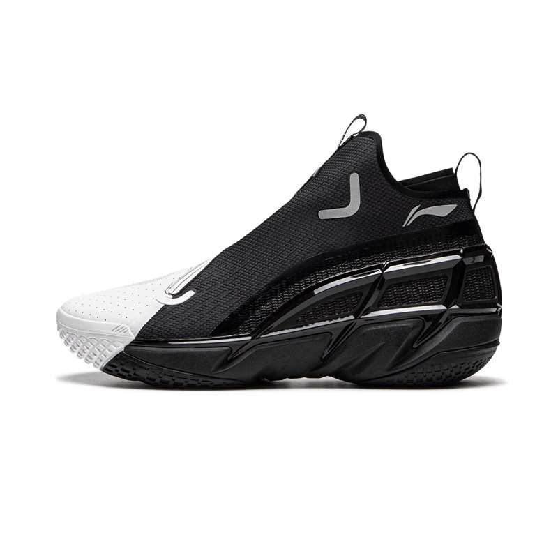 LiNing Anti-five 4 Cushioning Anti-Slip And Wear-Resistant Mid-Top Basketball Shoes Men's Black White