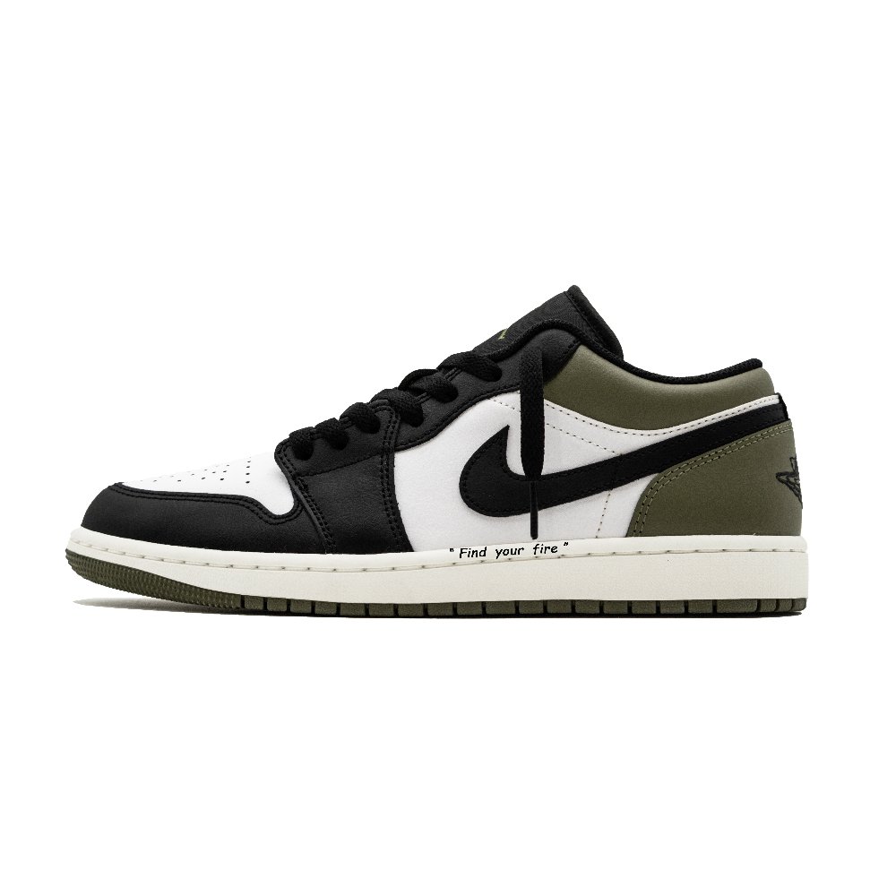 Jordan Air Jordan 1 Abrasion Resistant Low Top Vintage Basketball Shoes Unisex Black White Green