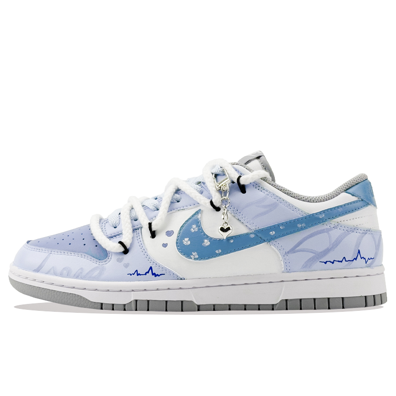 Nike Dunk Cloudy Whispers Shock Absorbers Abrasion Resistant Slip Resistant Low top Skateboard Shoes Unisex White Blue