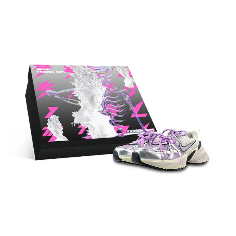 Nike V2K Run Slip Resistant Low top Running Shoes Women's White Purple Gray