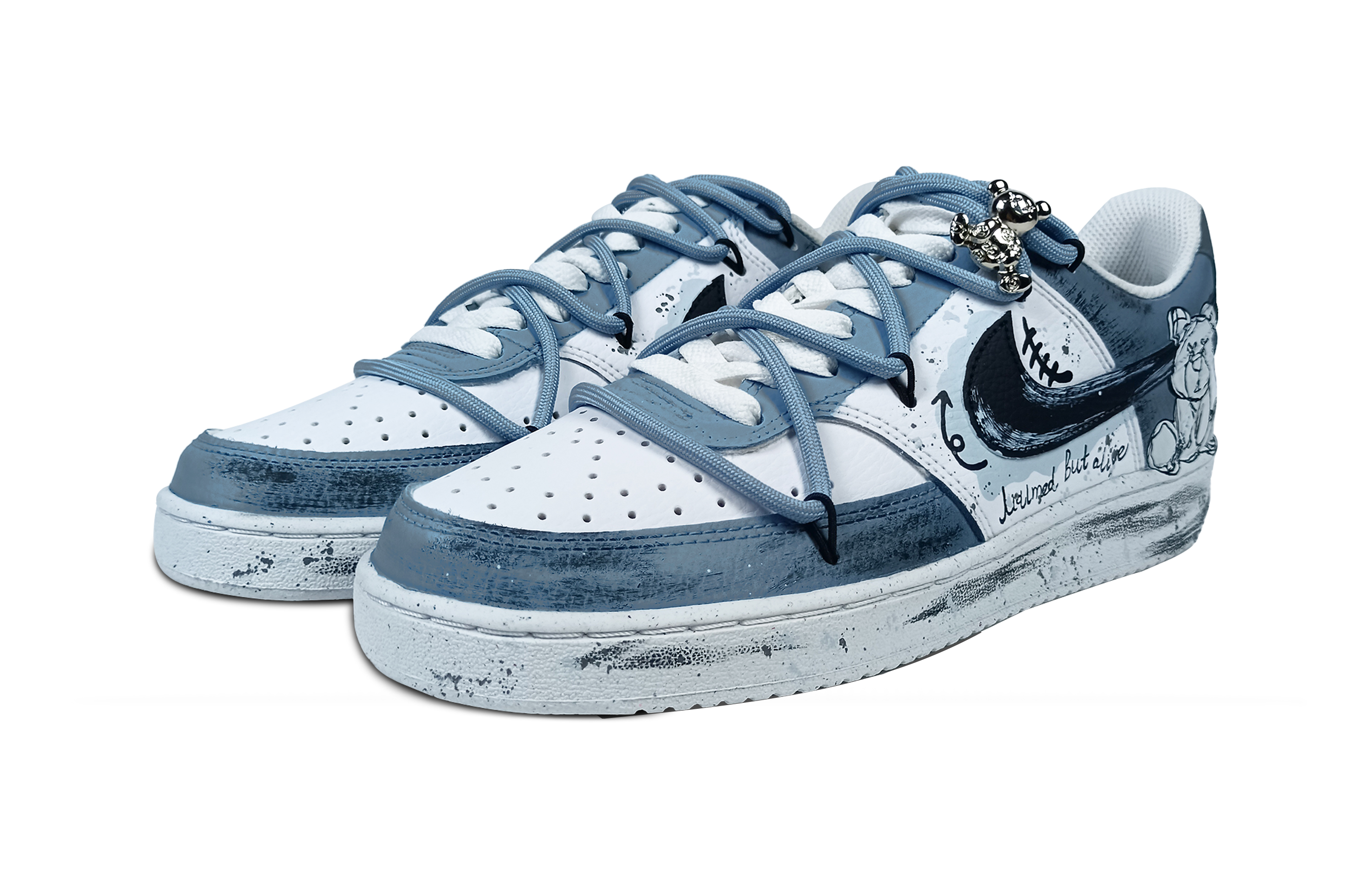 Nike Court Vision 1 Slip-Resistant Cushioning Low-Top Skateboard Shoes Unisex Blue White купить в интернет-магазине Yoocart с быстрой доставкой по России.