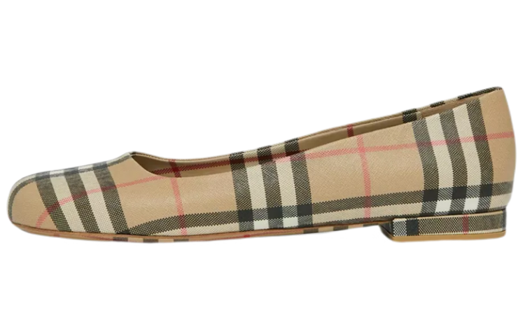 Burberry Joy Vintage Check Patent Ballerina Flat Beige Women's
