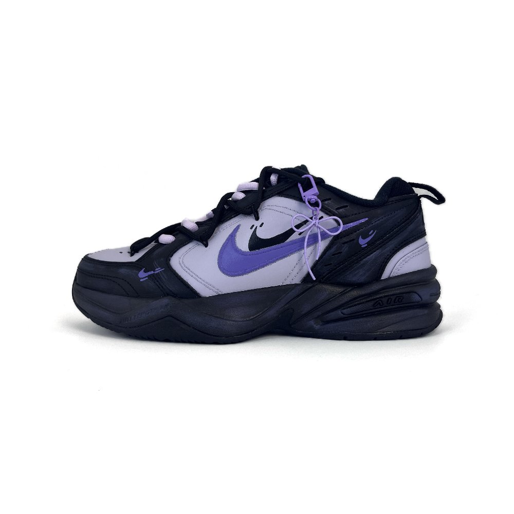 Nike Air Monarch 4 Anti-Slip And Wear-Resistant Lightweight Low-Top Chunky Sneakers Unisex Black Purple