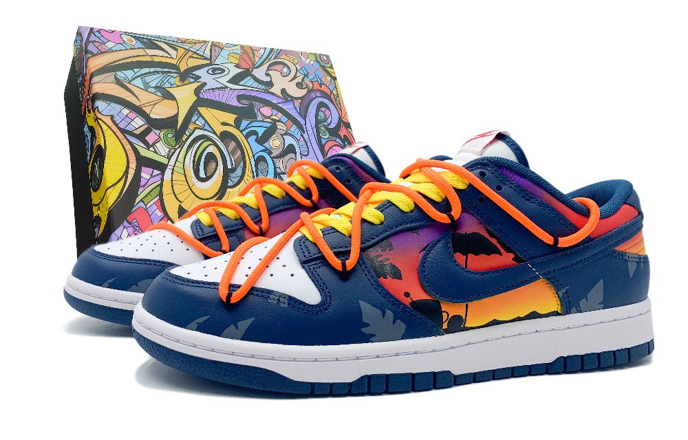 Nike Dunk Anti-Slip And Wear-Resistant Lightweight Low-Top Skateboard Shoes Men's Blue White