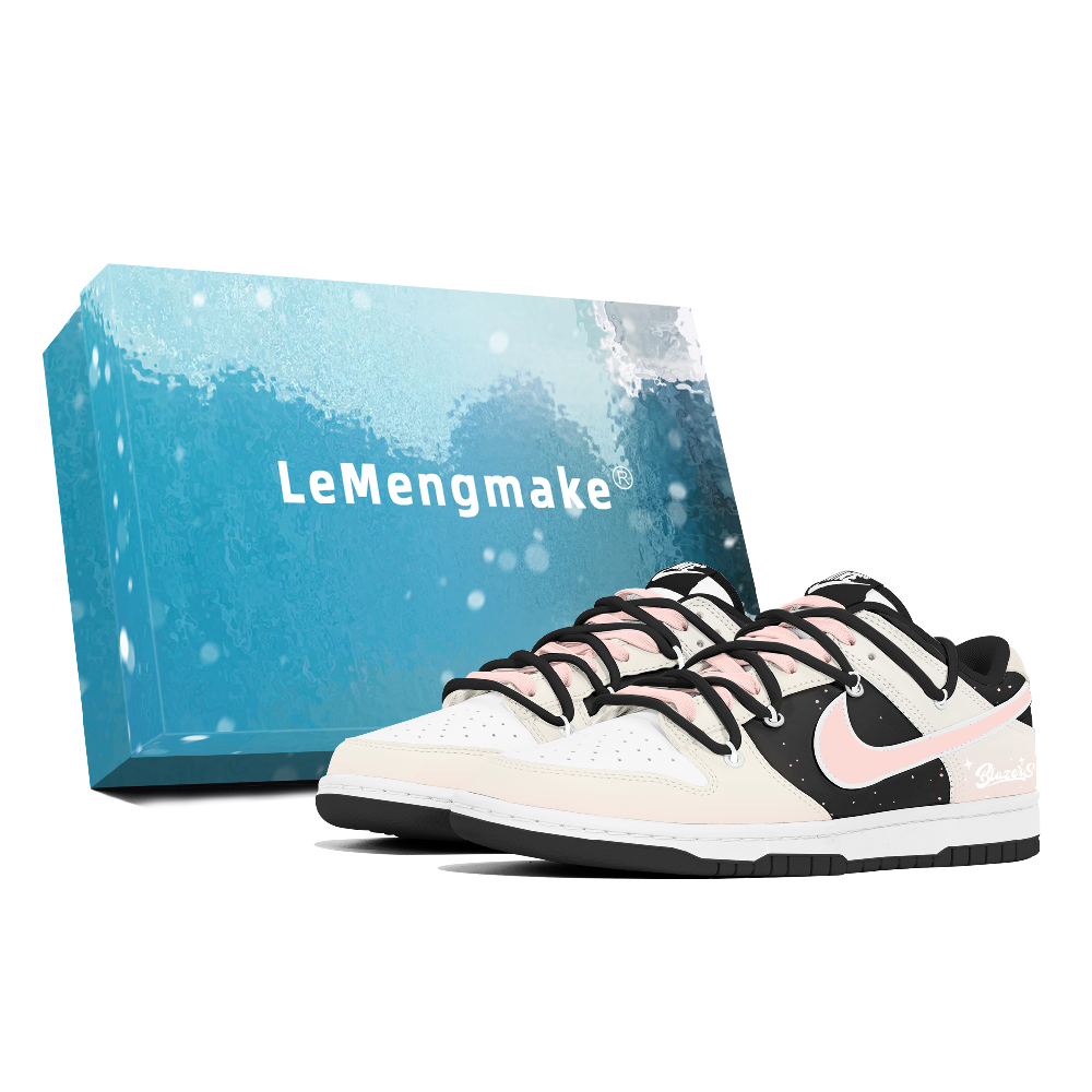 Nike Dunk Abrasion Resistant Low Top Skateboard Shoes Men's Black Pink