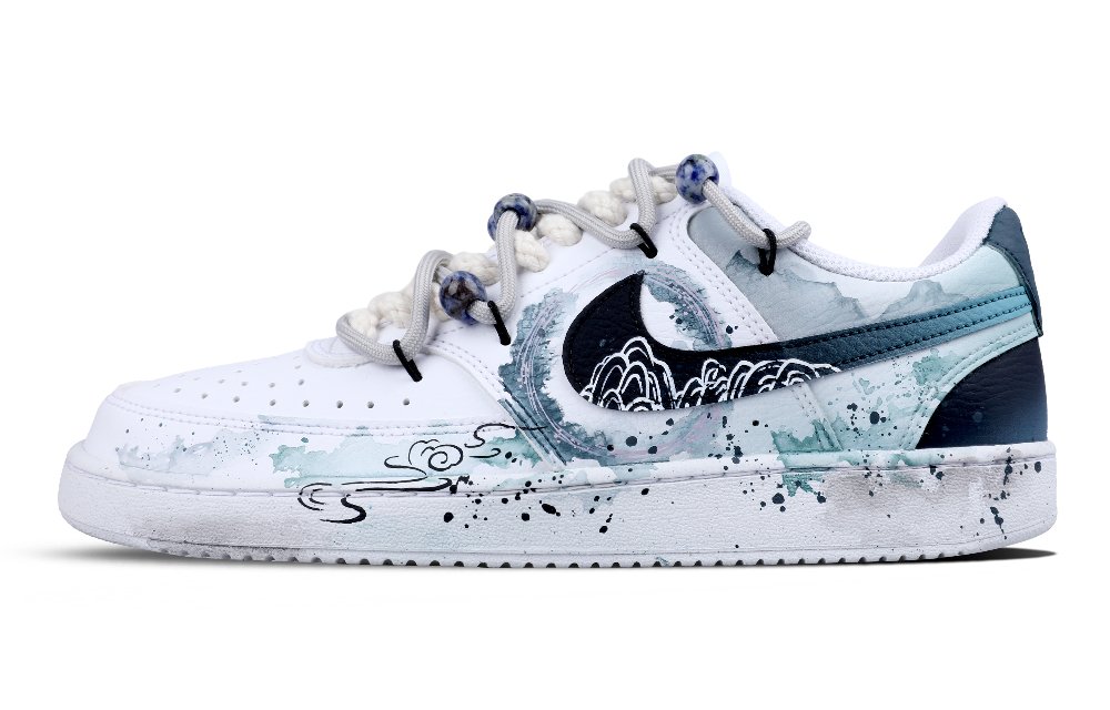 Nike Court Vision 1 Low Anti-Slip Wear-Resistant Low-Top Skateboard Shoes Men's White Green Blue