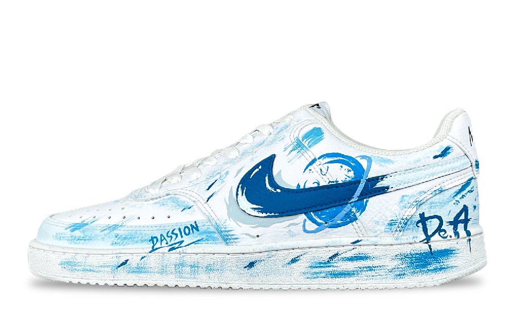 Nike Court Vision 1 Non slip Lightweight Low Top Skateboard Shoes Men's Sky Blue