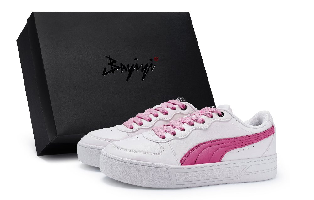 PUMA Skye Non slip Lightweight Low Top Skateboard Shoes Women's White Rose Red