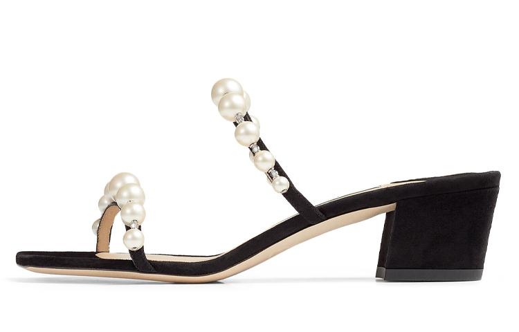 Jimmy Choo Amara 45mm Pearl-embellished Mules