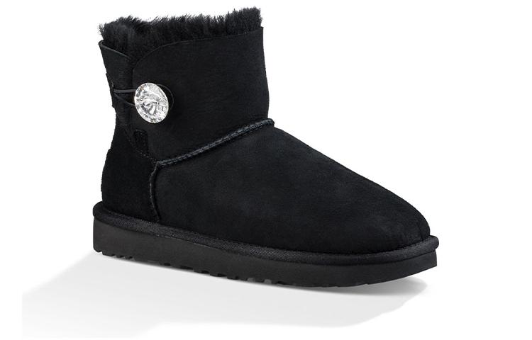UGG Mini Bailey Button Bling Fleece Lined 'Black White' Women's