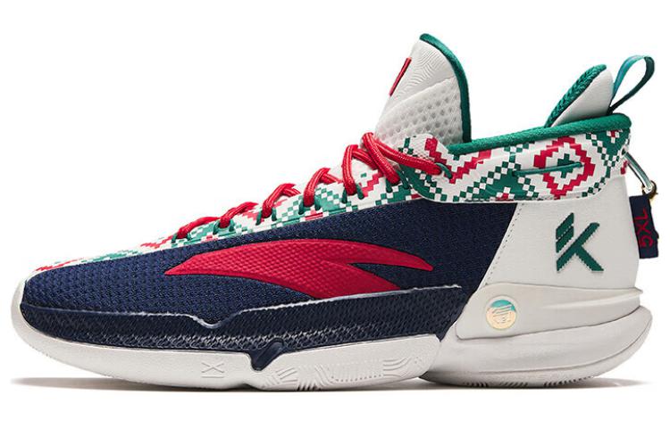Anta KT9 Cushioning Abrasion Resistant Breathable Mid top Basketball Shoes Men's Blue White Red