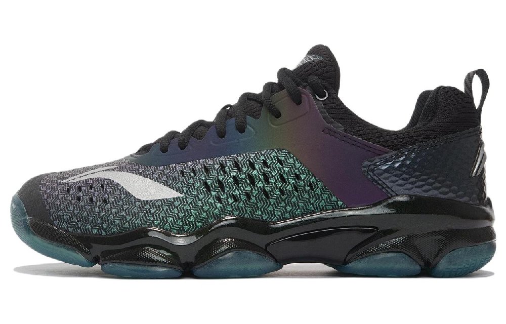 LiNing Sonic Boom 1.0 Cushioned Slip Resistant Abrasion Resistant Low Top Badminton Shoes Men's Black Blue