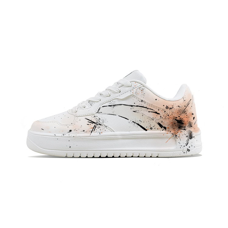 Anta Relaxed Slip Resistant Shock Absorbers Low Top Skateboard Shoes Unisex White Orange