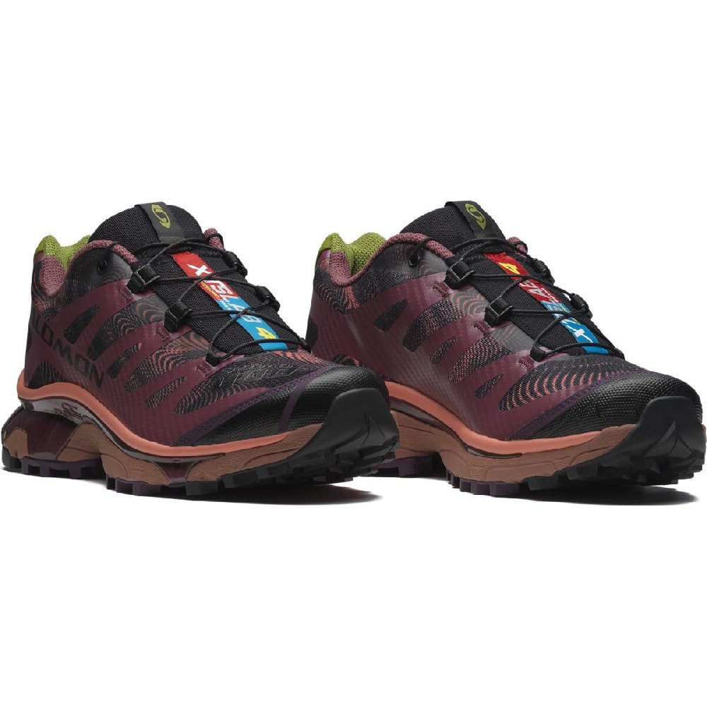 SALOMON XT 4 Impact Resistant Lightweight Low Top Running Shoes Unisex Burgundy