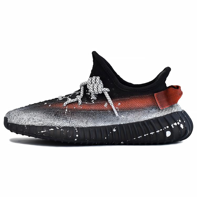 Adidas Originals Yeezy Boost 350 V2 Casual Shoes Unisex Low-Top Black/Silver/Orange