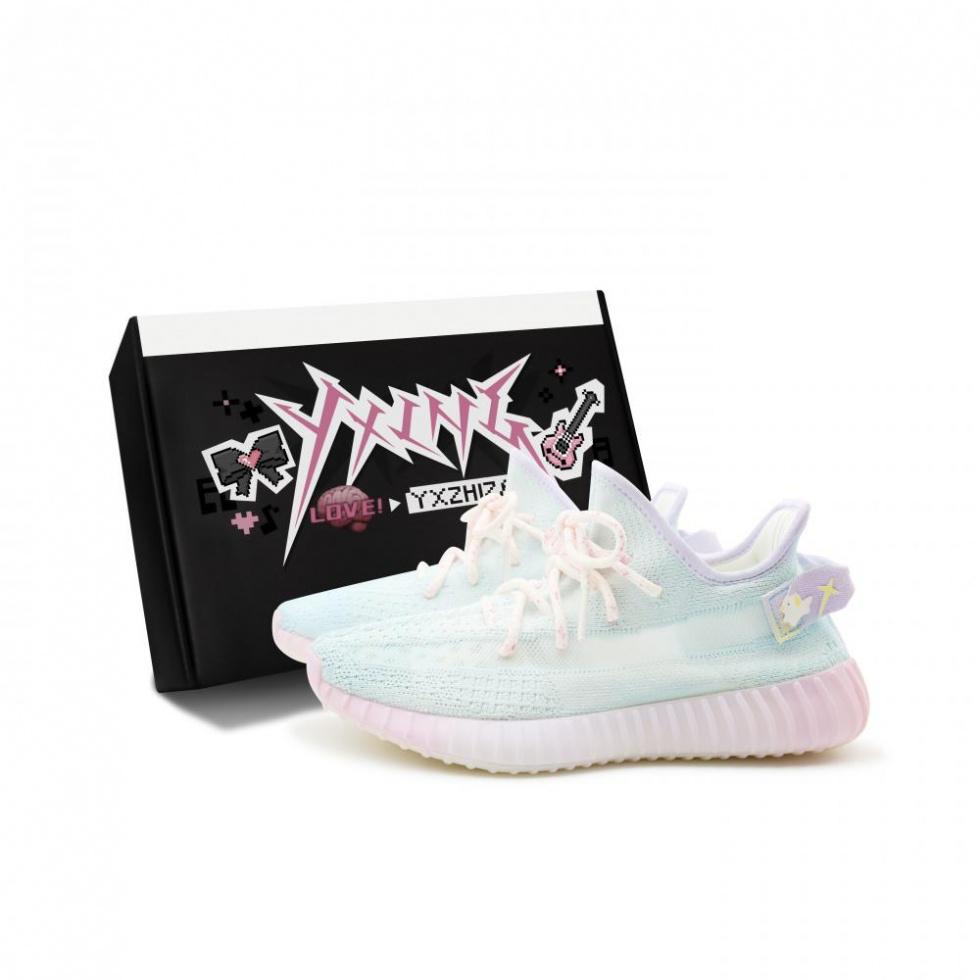 Adidas Originals Yeezy Boost 350 V2 Ice Cream Anti-Slip Wear-Resistant Low-Top Casual Shoes Unisex Blue Pink
