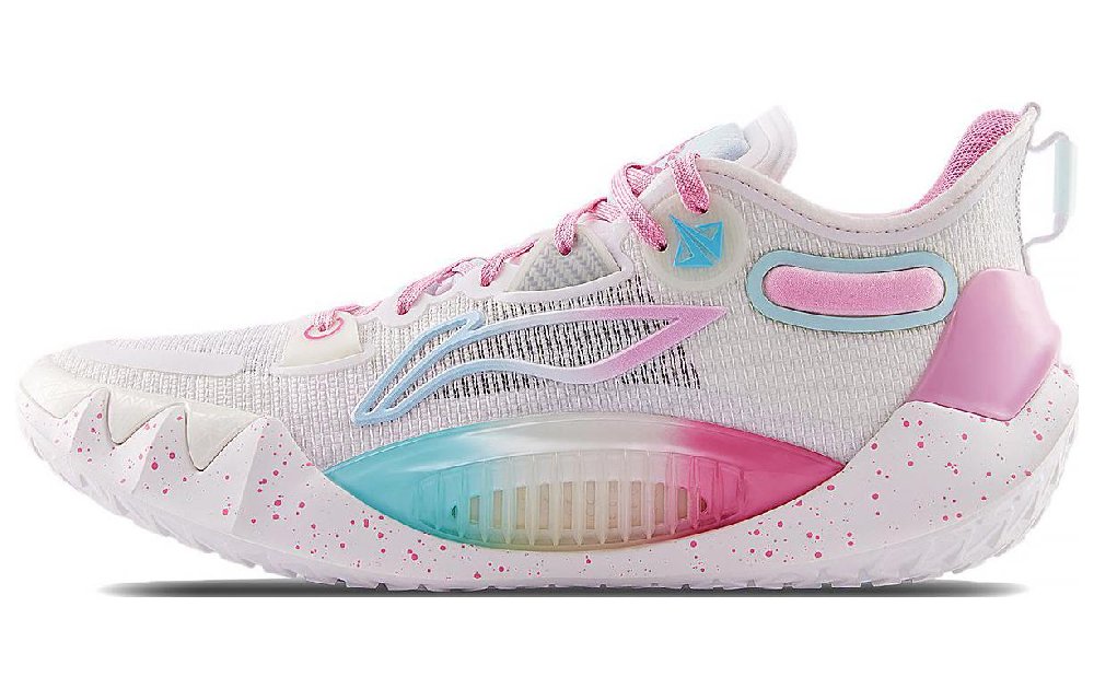 LINING JB1 Basketball Shoes Men's Low top White Blue Pink