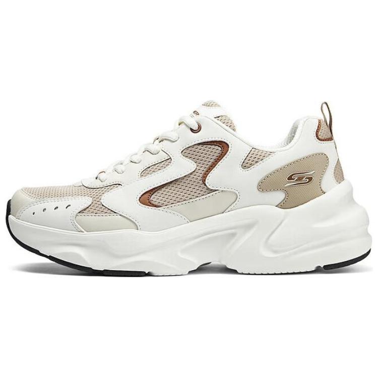 Skechers DLITES Lightweight Height Increasing Low Top Chunky Sneakers Men's White Umber