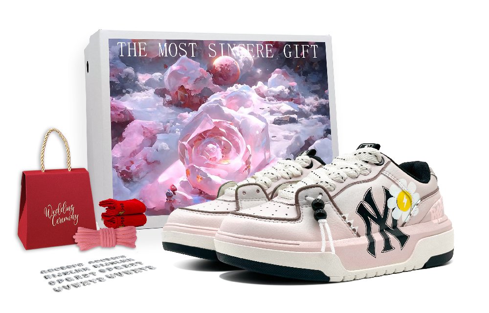 MLB Chunky Liner Skateboard Shoes Unisex Low-Top Beige/Pink/Black
