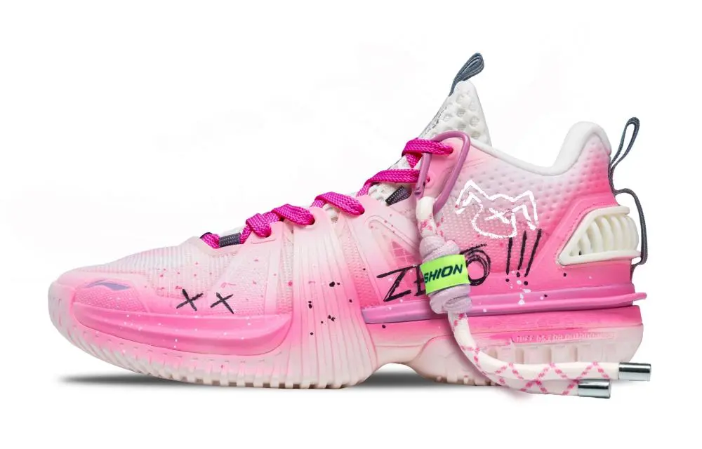 LiNing Storm 2024 Abrasion Resistant Breathable Support Low Top TUFF OS Basketball Shoes Men's Pink White