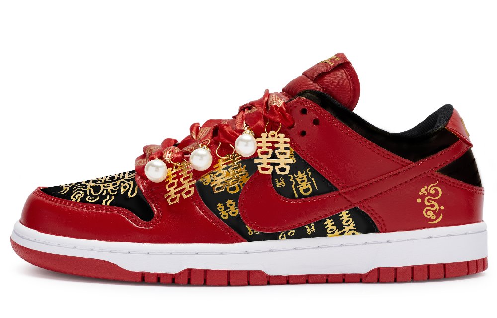 Nike Dunk 811 Manufacturing Anti Slip Wear Resistant Low Top Skateboard Shoes Men's Red Gold Black