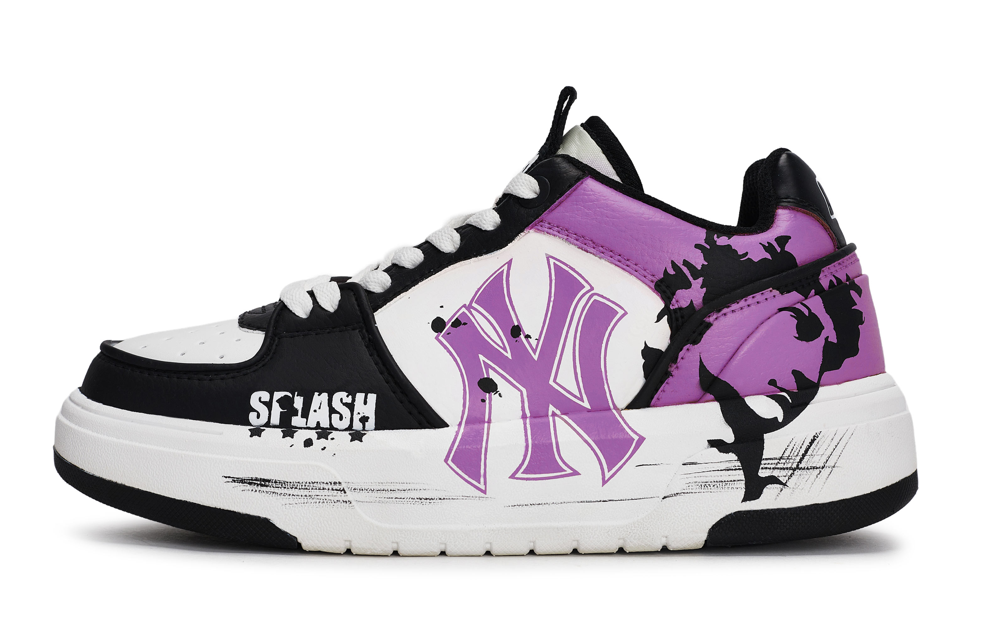 MLB Chunky Liner Low Top Skateboard Shoes Unisex Black White Purple