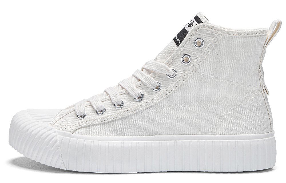 Kappa Back to Back Slip Resistant Abrasion Resistant High top Skateboard Shoes Unisex White