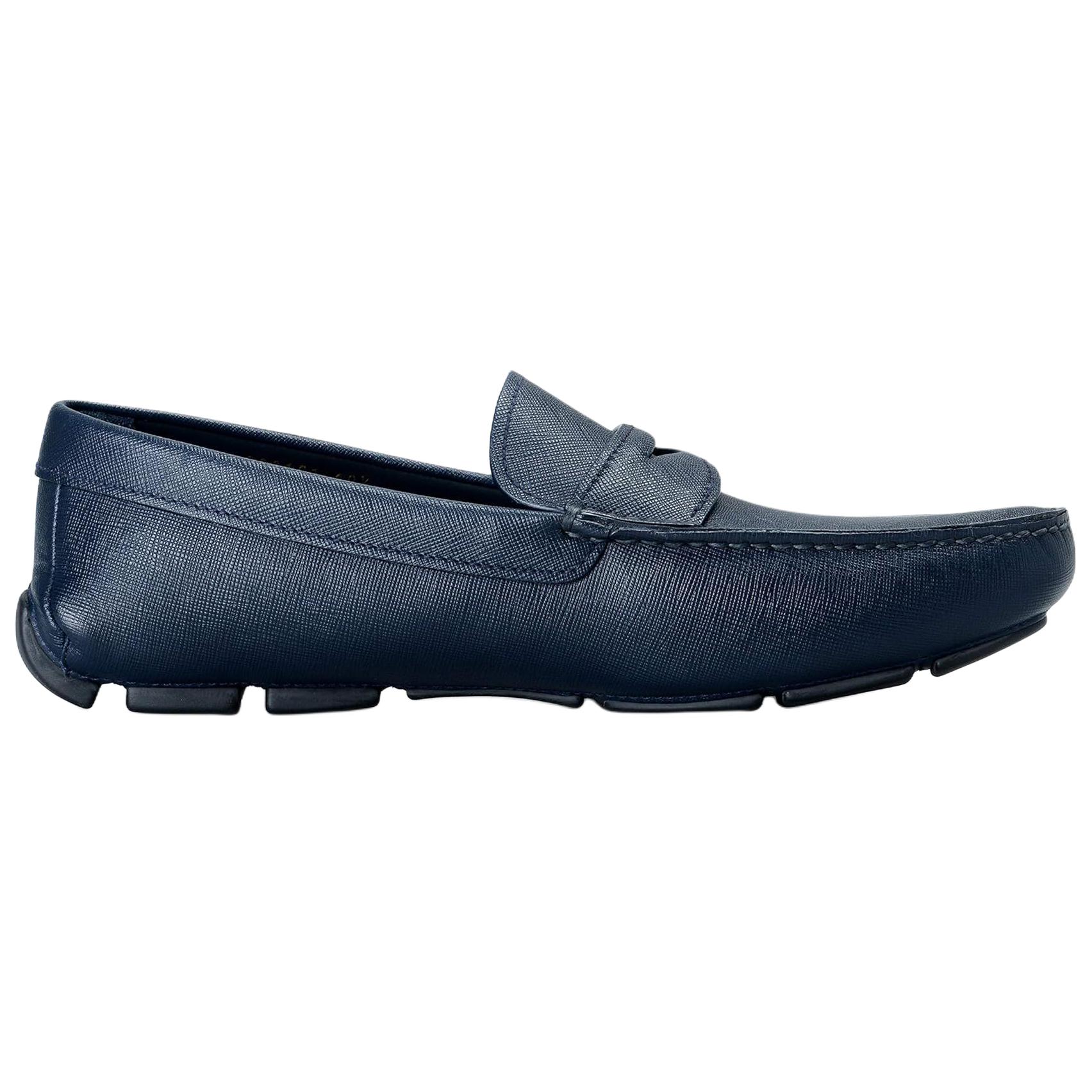 PRADA Saffiano Casual Shoes Men's Blue
