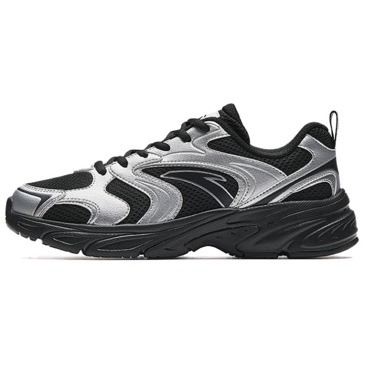 Anta OG800 Height Increasing Lightweight Breathable Low Top Casual Shoes Women's Black Silver