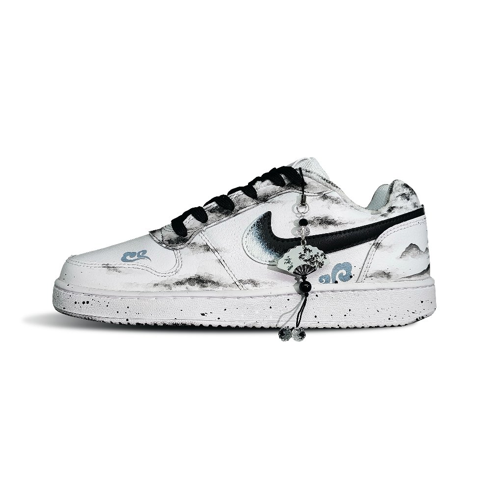 Nike EBERNON Tower Rabbit Coexistence Anti Slip Wear Resistant Low Top Skateboard Shoes Men's Black White