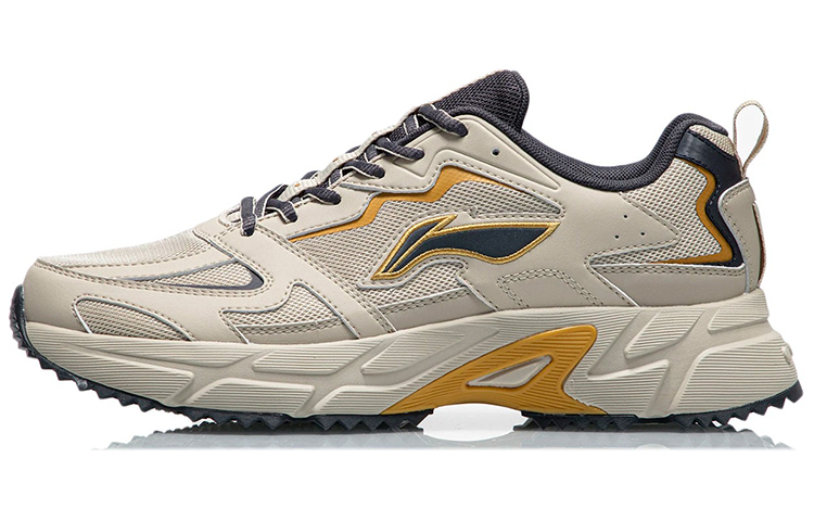 LiNing Support Trendy Non slip Lightweight Low Top Sports Casual Shoes Men's Beige Yellow