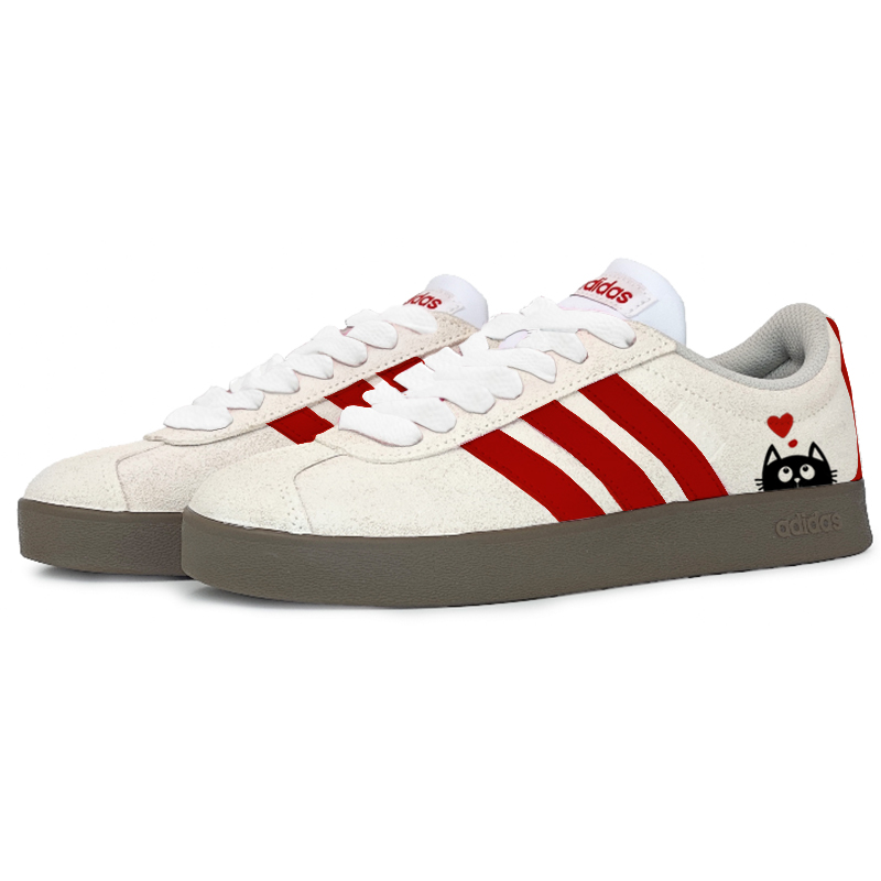 Adidas Neo VL Court 2.0 Wear-Resistant Slip-Resistant Low-Top Skateboard Shoes Women's Gray Red