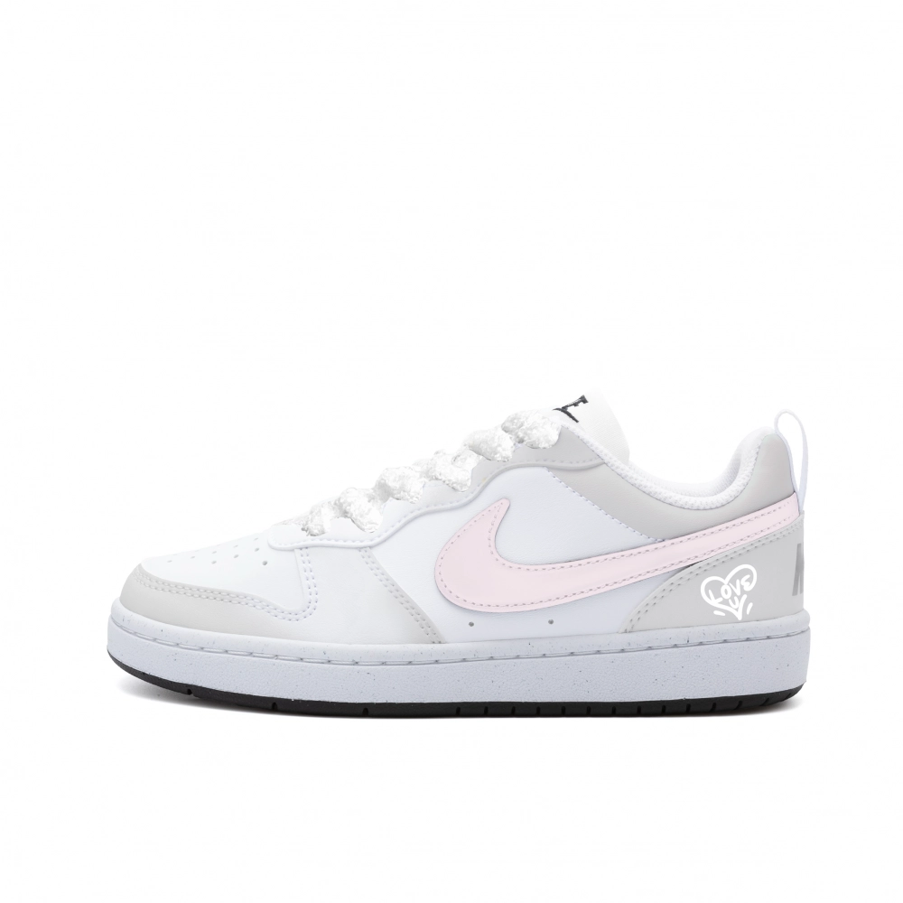 Nike Court Borough Abrasion Resistant, Lightweight, And Breathable Low top Skateboard Shoes Women's Gray White