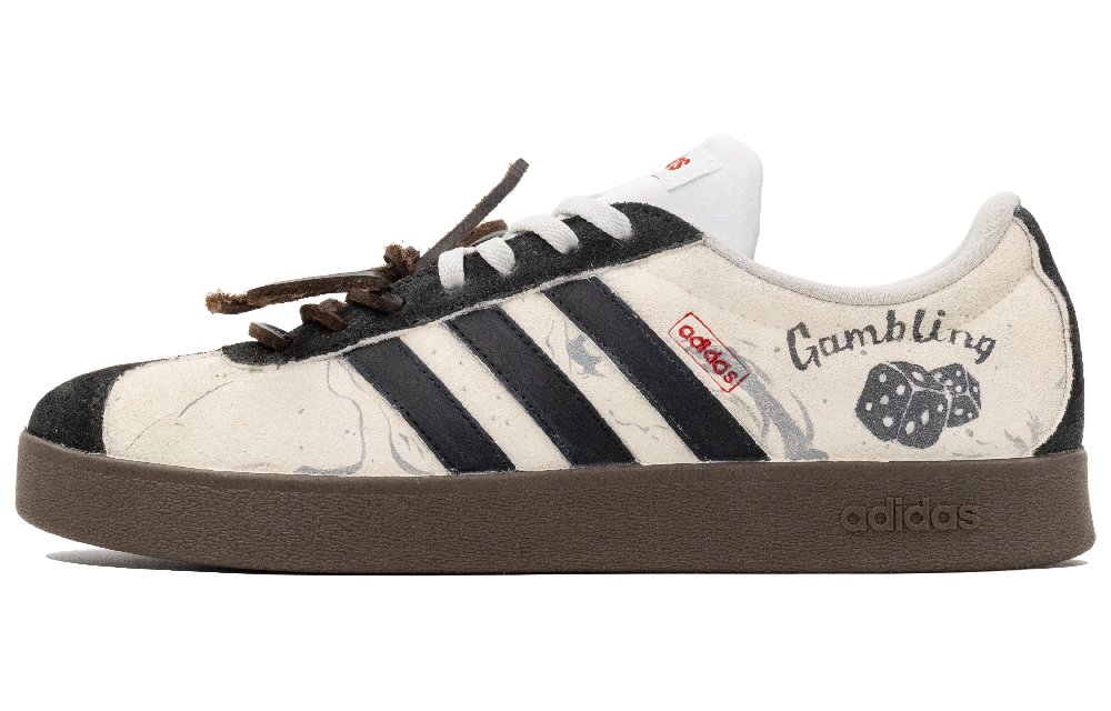 Adidas Neo VL Court 2.0 Good Luck Dice Anti Slip Wear Resistant Low Top Skateboard Shoes Unisex Beige Brown