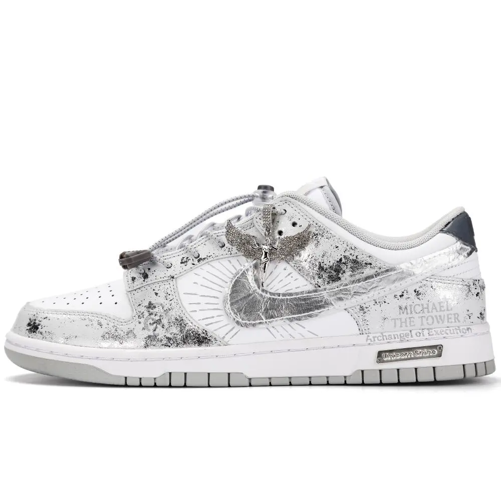 Nike Dunk Metaphor Of Angel Abrasion Resistant Low top Skateboard Shoes Unisex Gray White