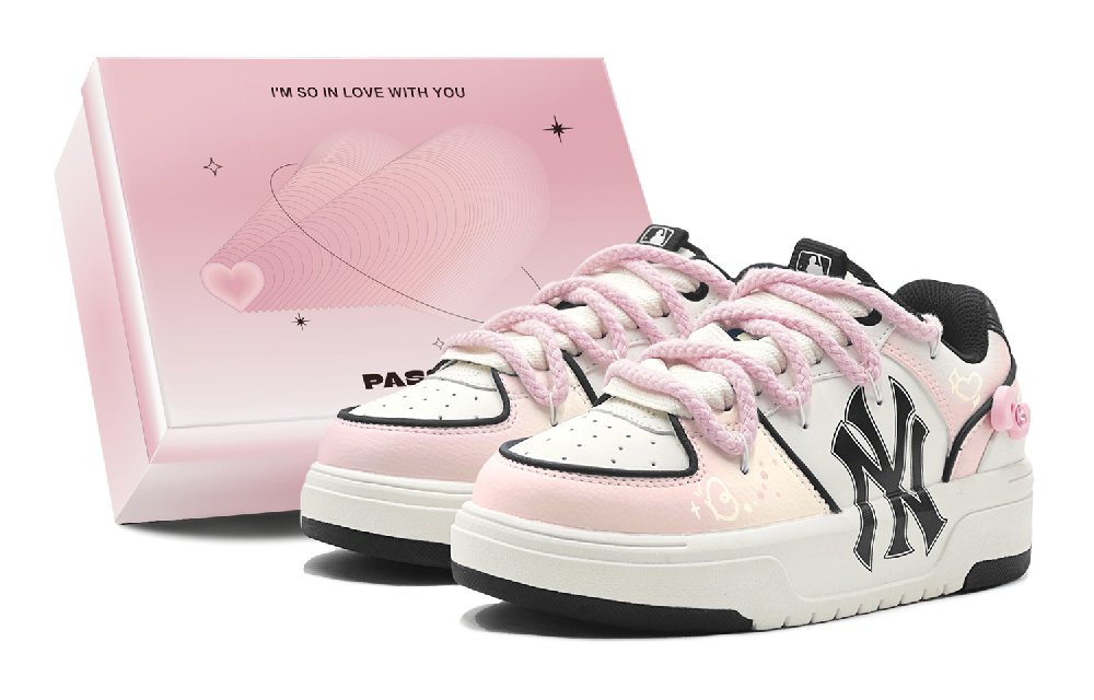 MLB Chunky Liner Skateboard Shoes Unisex Low-Top Black Pink