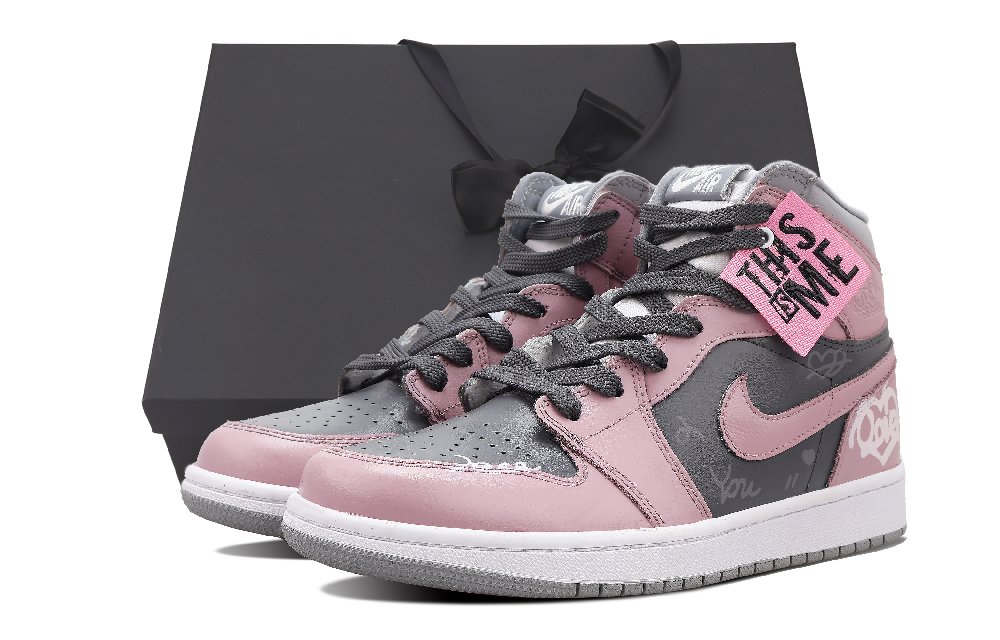 Jordan Air Jordan 1 Emotion Year Of The Dragon Heartbeat Echoes High-Top Vintage Basketball Shoes Women's Black Pink