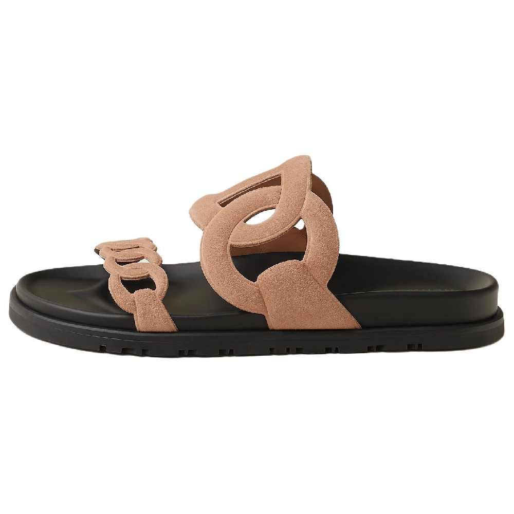HERMES Extra Slide Slippers Women's Gray Pink