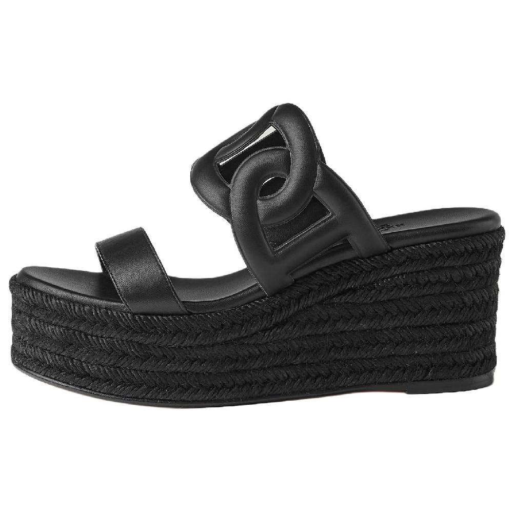 HERMES Slide Slippers 8.5cm Women's Black