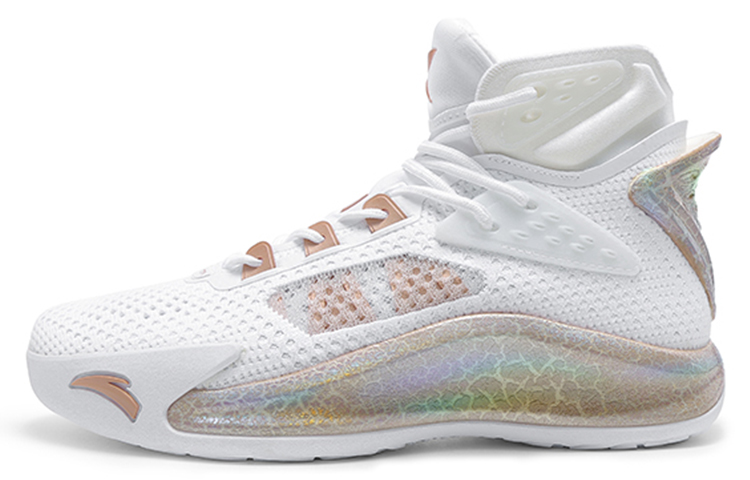 Anta Thompson KT5 Have Fun Slip Resistant And Abrasion Resistant Support High top Basketball Shoes Men's White Gold