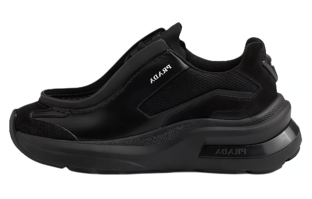 PRADA Systeme Brushed Leather Sneaker 'Black'