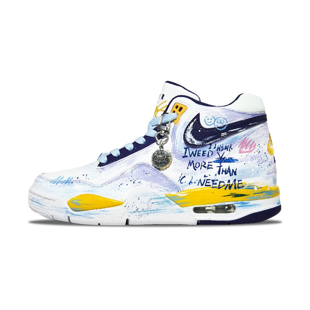 Nike Flight Legacy Abrasion Resistant Mid Top Vintage Basketball Shoes Men's White Blue