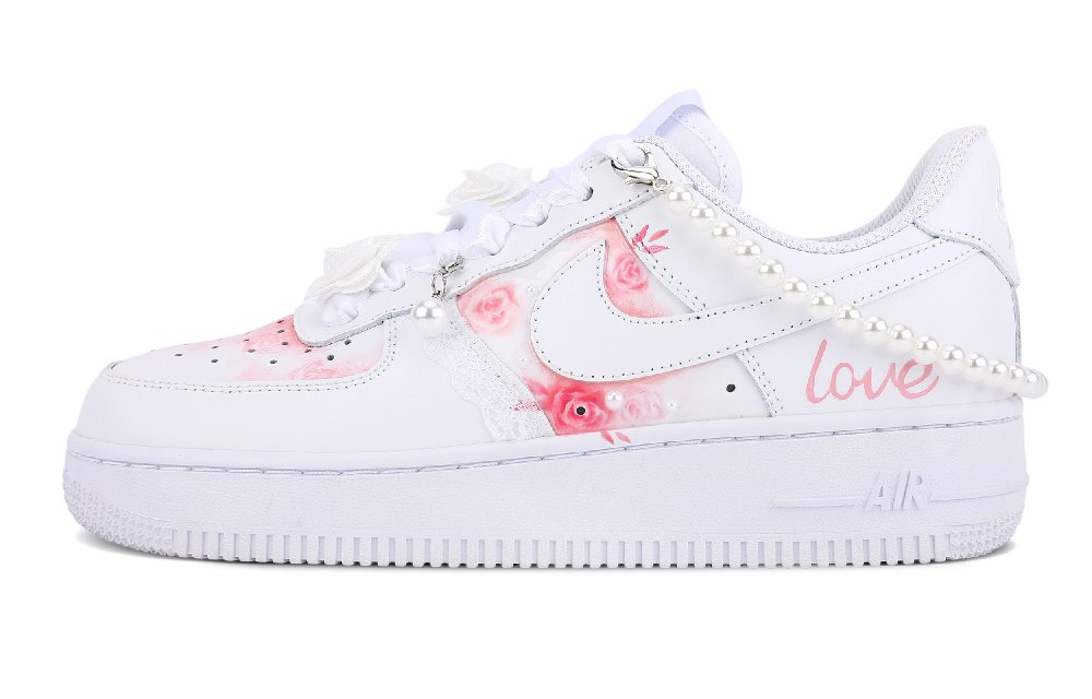 Nike Air Force 1 Abrasion Resistant Low Top Skateboard Shoes Women's White Pink