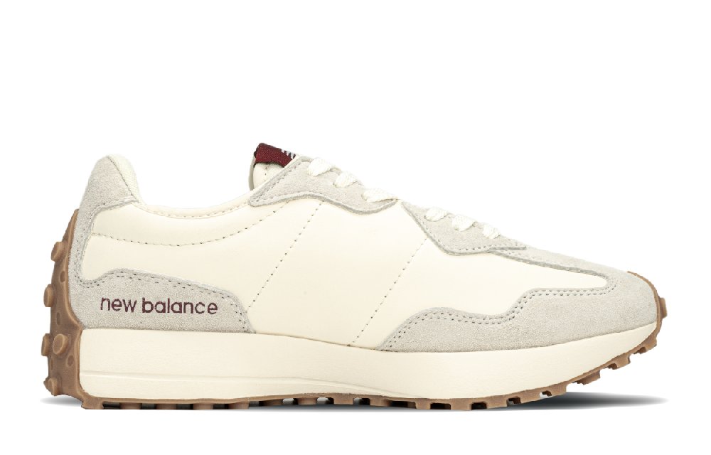 New Balance NB 327 Anti Slip Wear Resistant Low Top Running Shoes Women's Beige Purple Silver